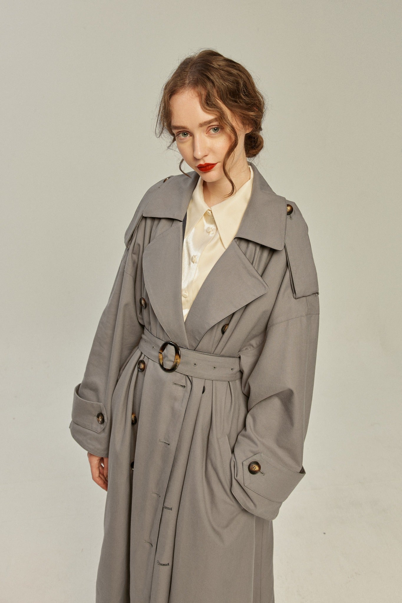 リバーシブルトレンチコート-Gray×Navy