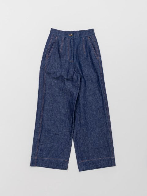 5255012F リネンブレンド デニムワイドパンツ