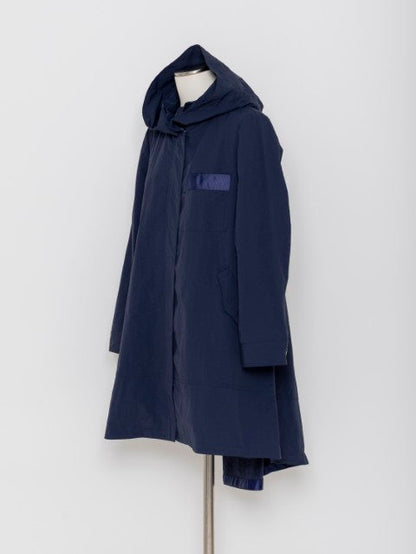5255017Dタフタ素材 フード付きロングジャケット
