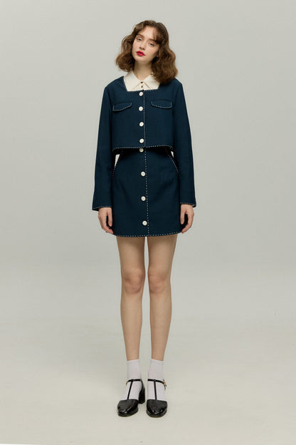 ハイウエストスカート-Navy