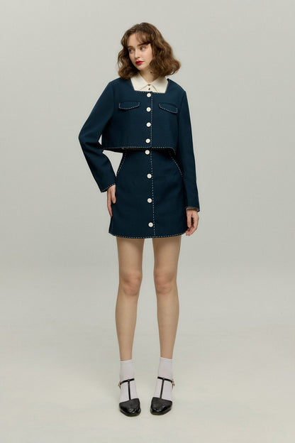 ハイウエストスカート-Navy