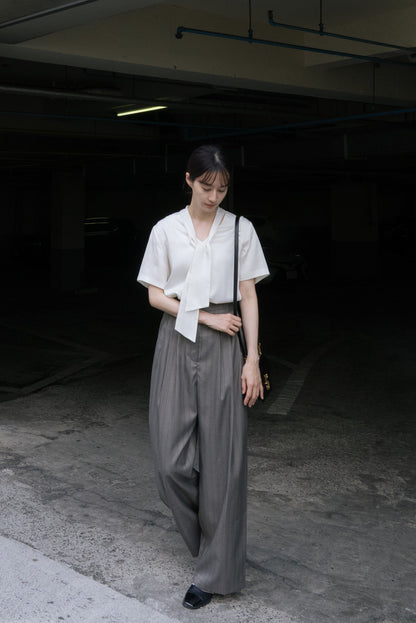 ハイウエストストライプパンツ-Gray