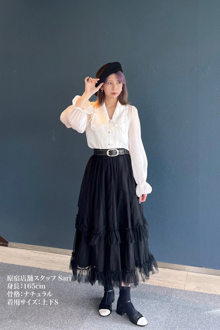シースルーフリルブラウス-Off White