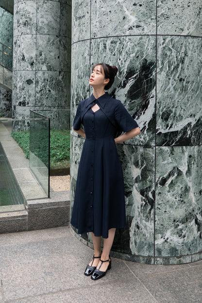 クラシカルシャツドレス-Navy