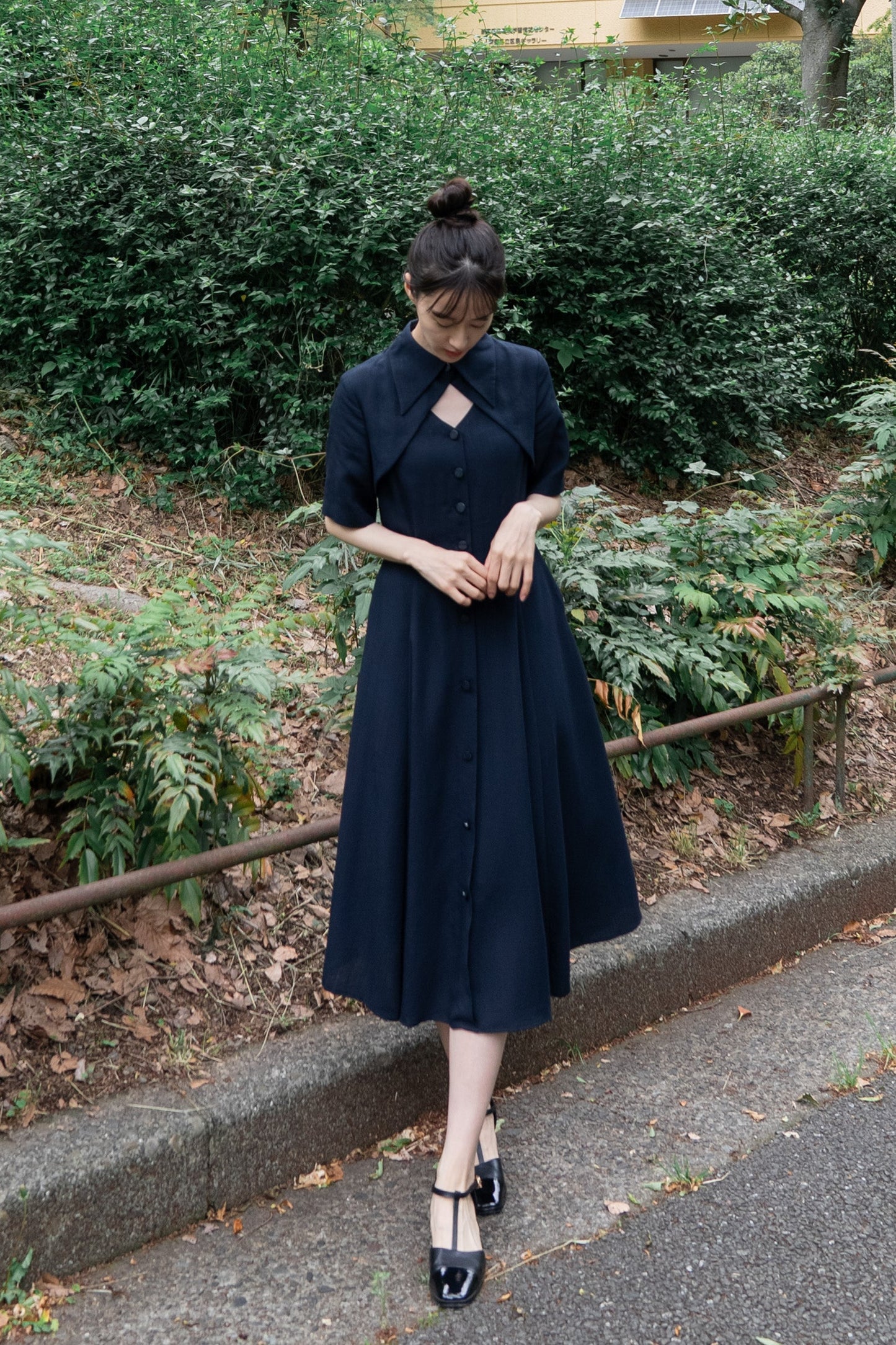クラシカルシャツドレス-Navy