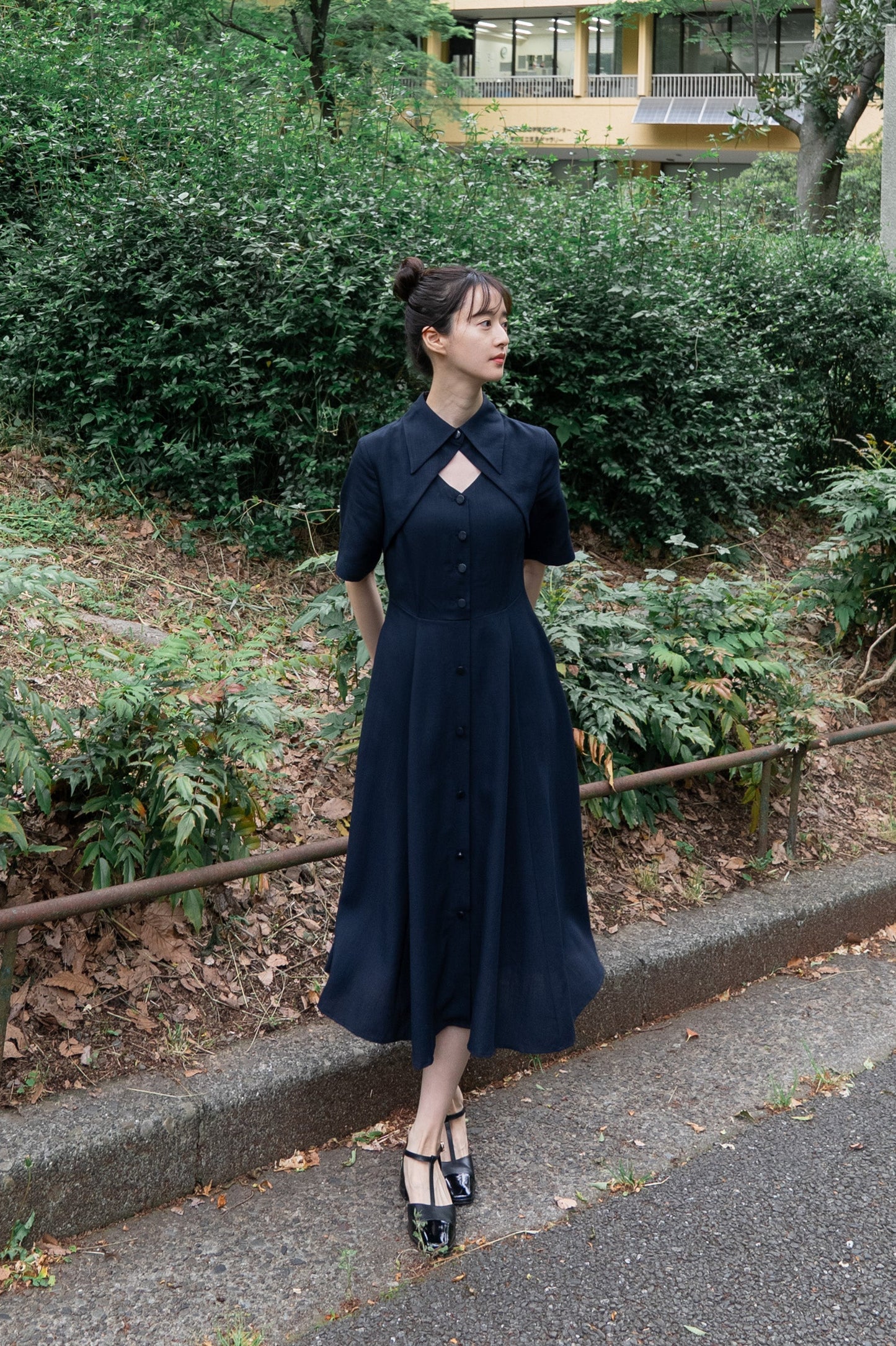 クラシカルシャツドレス-Navy
