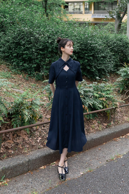 クラシカルシャツドレス-Navy