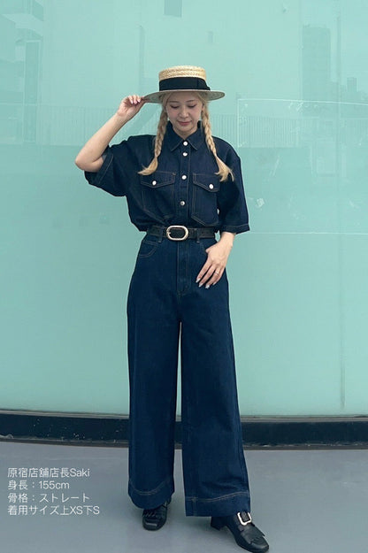 オーバーサイズデニムトップス-Navy