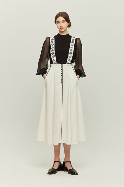 シースルースリーブニットトップ-Black