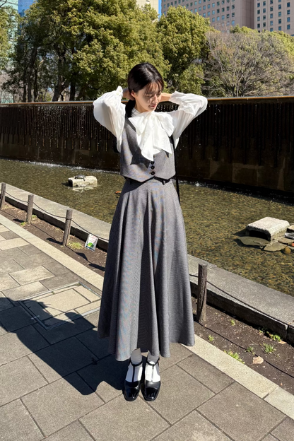 ハイウエストパンツ-Black