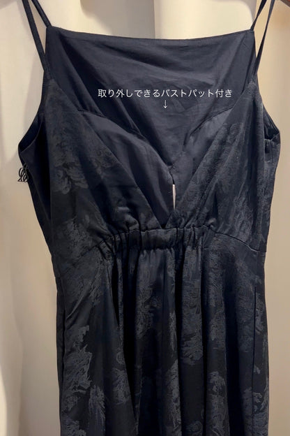 バックオープンハイウエストワンピース-Black