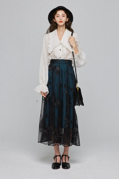 シースルーフリルブラウス-Off White