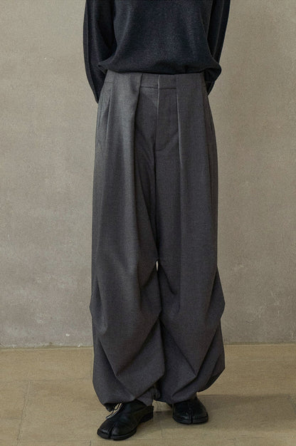 サイドタックドローストリングワイドパンツ