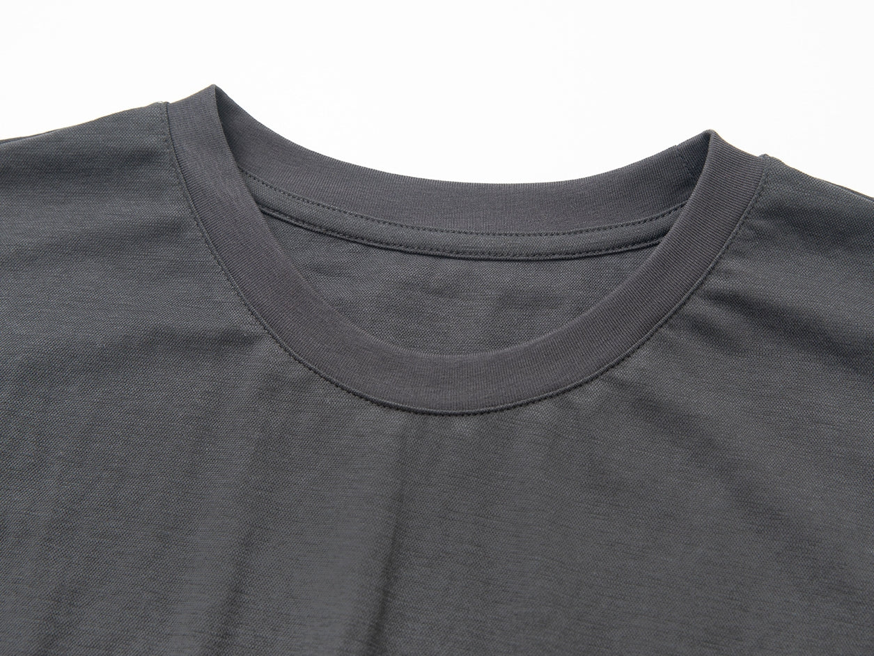 リネン混フリルスリーブドロップショルダーTシャツ