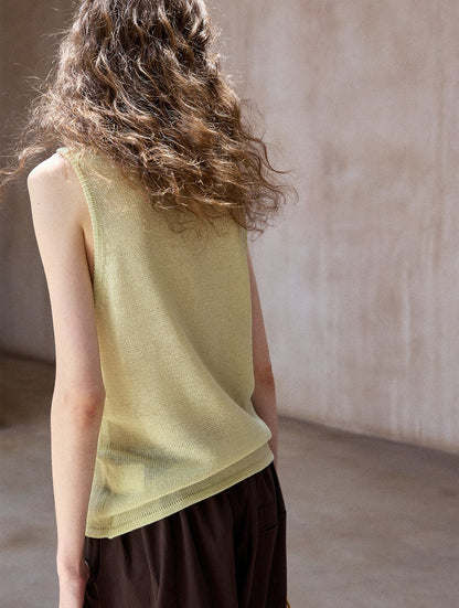 ツイストショルダーVネックニットノースリーブ