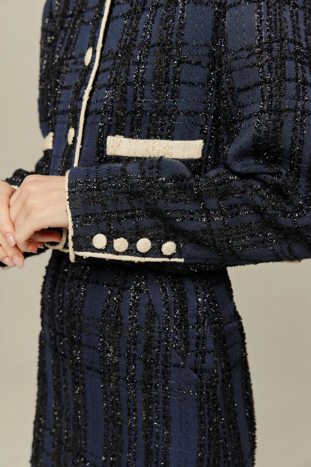 ハイウエストショートラメスカート-Navy