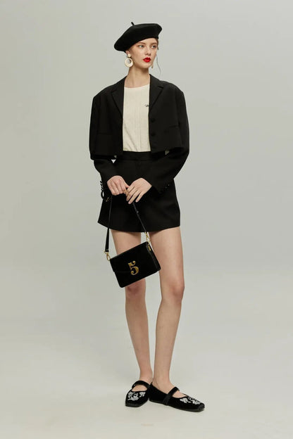 クロップドジャケット-Black